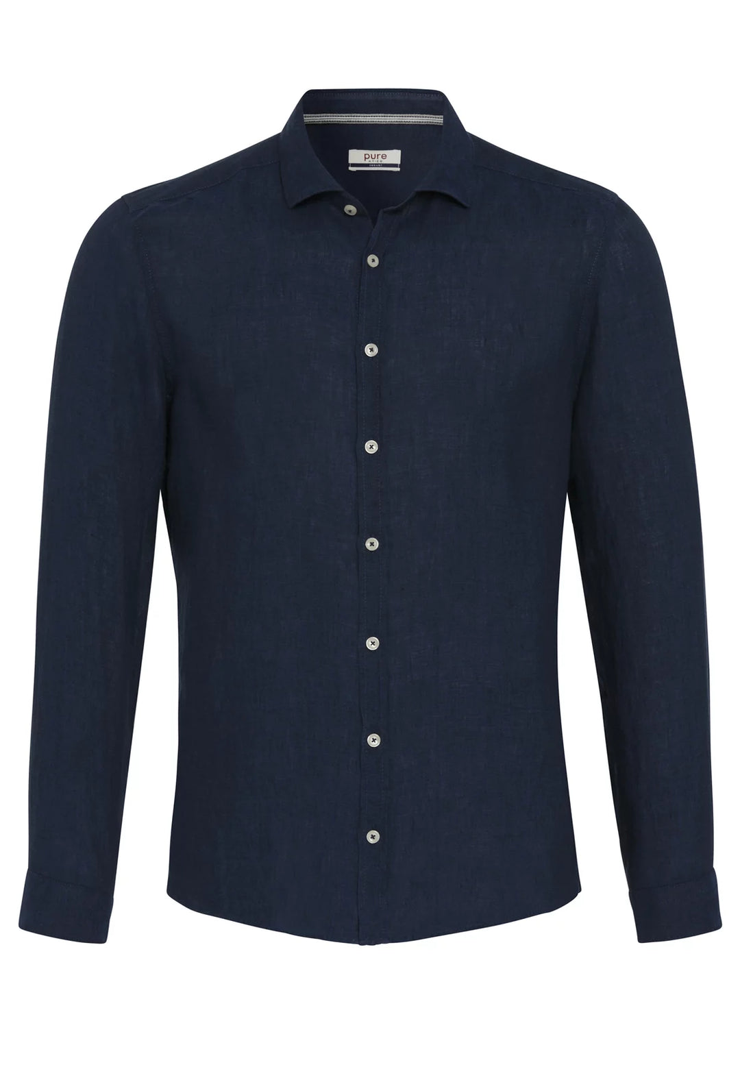 3805-21110 Herrenhemd Casual - Leinen Kent Kragen | Blau  Langarm