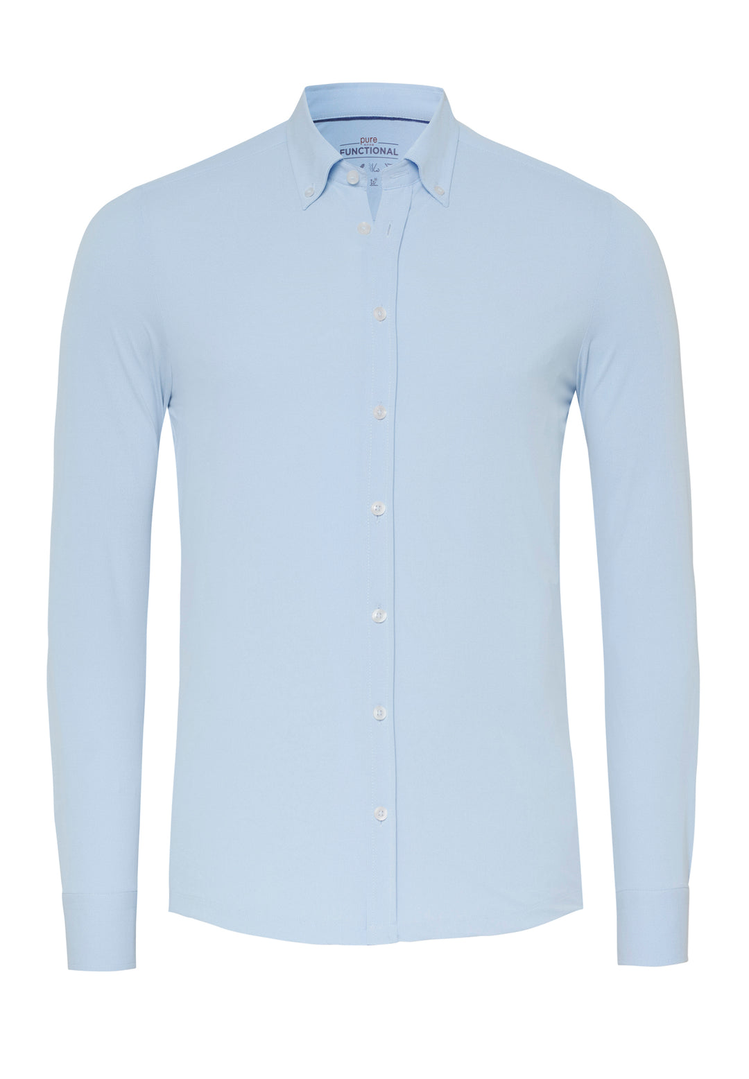 4061-21250 PURE Functional Hemd in Blau mit Langarm und Button-Down-Kragen. Atmungsaktives Herrenhemd mit modernem Schnitt für Business und Alltag.