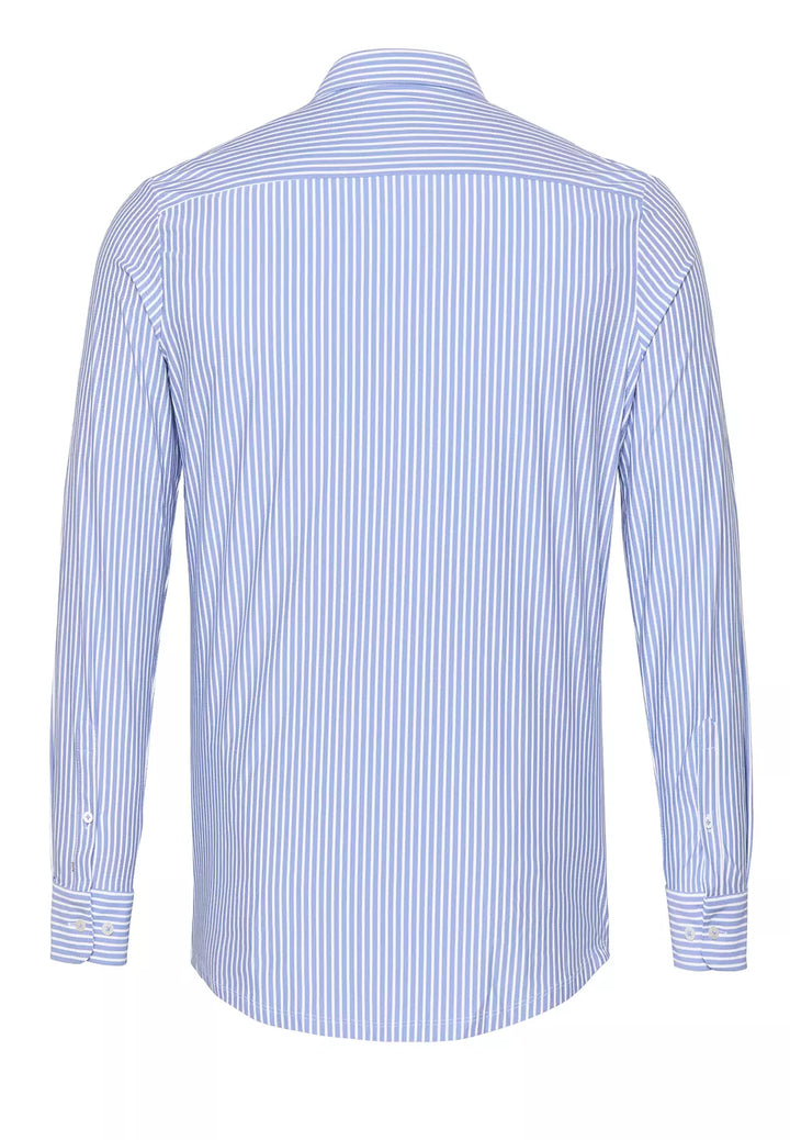 E21303-21740 PURE- Functional Hemd Langarm 163 streifen mittelblau