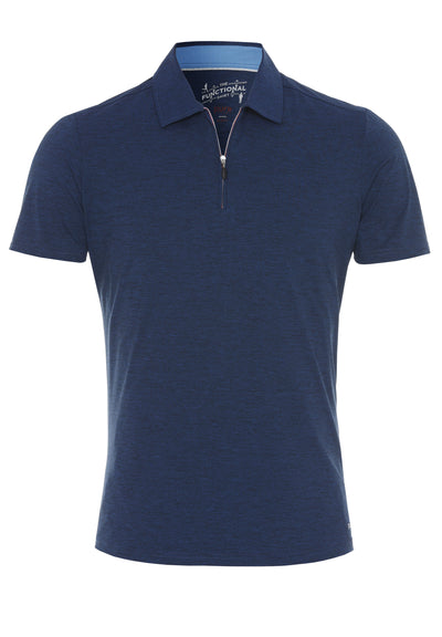 3393-92920 - Functional Polo Zip slim fit - blau - pureshirt