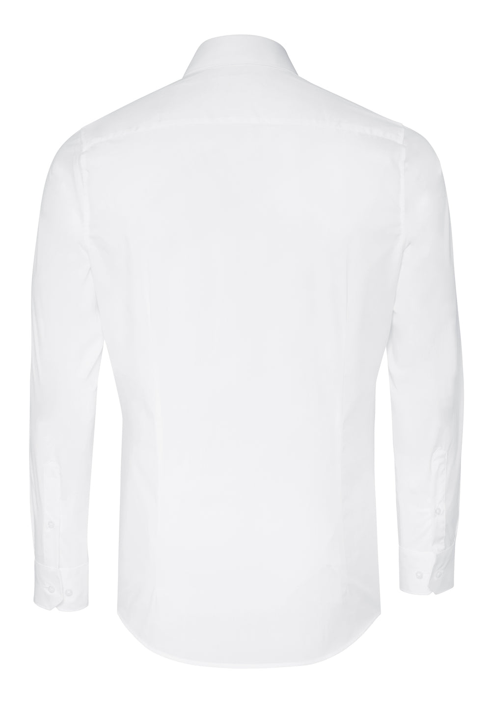 Rückansicht des weissen City Hemd Slim Fit mit Kent Kragen