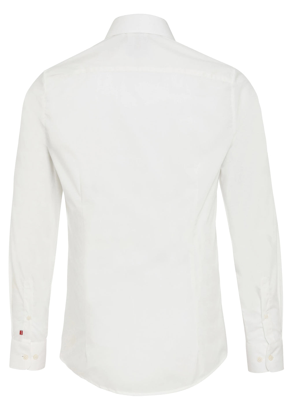 Rückansicht des beigen Slim Fit City Hemds für Herren. Elegantes Design mit Langarm und Kent Kragen, ideal für Business und festliche Anlässe.