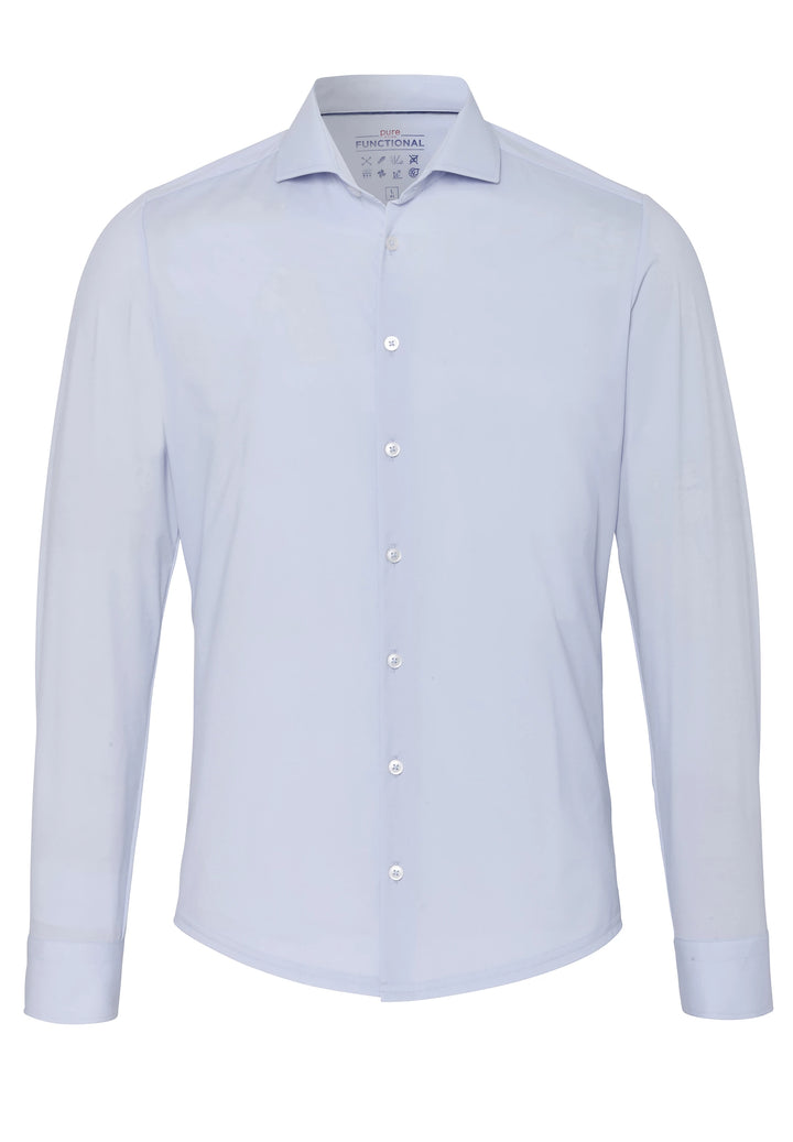 Herren Funktionshemd 3385-21150 in Blau, knitterfrei und atmungsaktiv. Perfekt für Business und Reisen mit schnelltrocknendem Material.