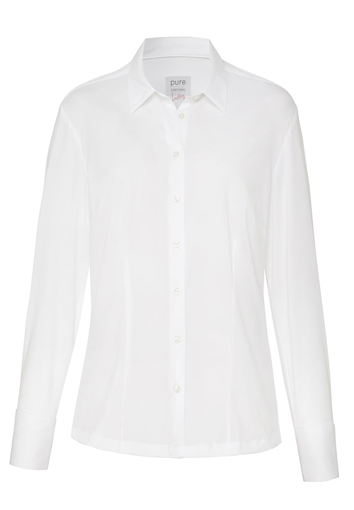 Weisse Functional Bluse in Slim Fit mit Kent Kragen
