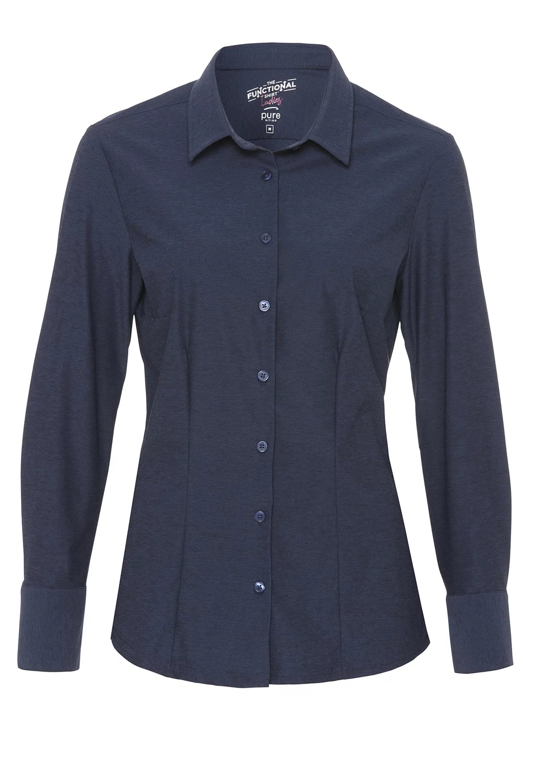 Zusammengelegtes blaues Herrenhemd mit extra langem Arm. Hochwertiges, pflegeleichtes und atmungsaktives Material, ideal für Business und Reisen.