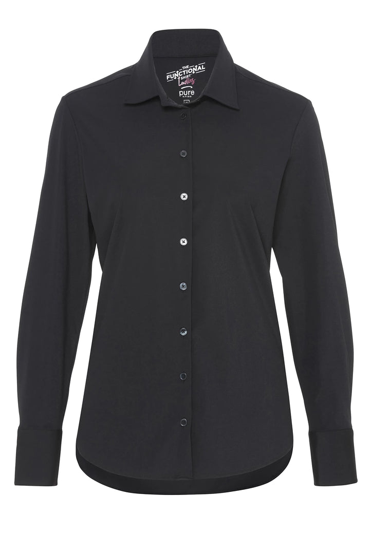 3387-91901 PURE- Functional Bluse slim fit Langarm 001 schwarz