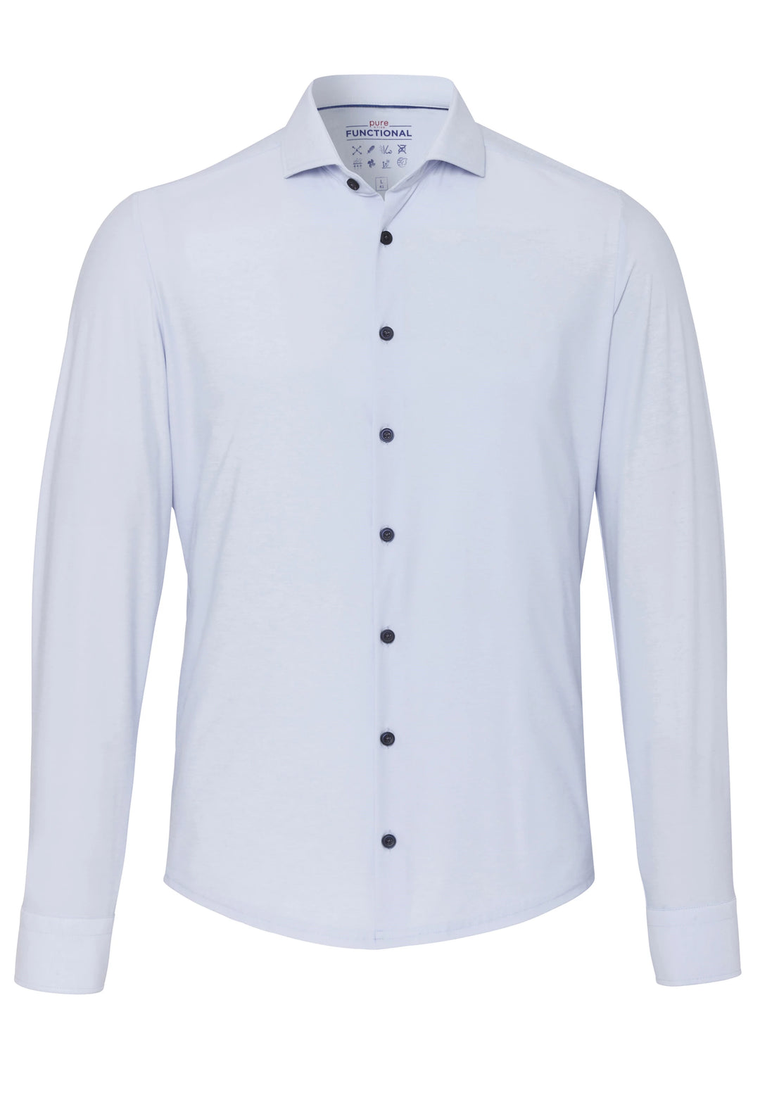 Herren Funktionshemd in Blau mit Stretch-Komfort. Langarm, atmungsaktiv und bügelfrei – ideal für Business und Reisen.