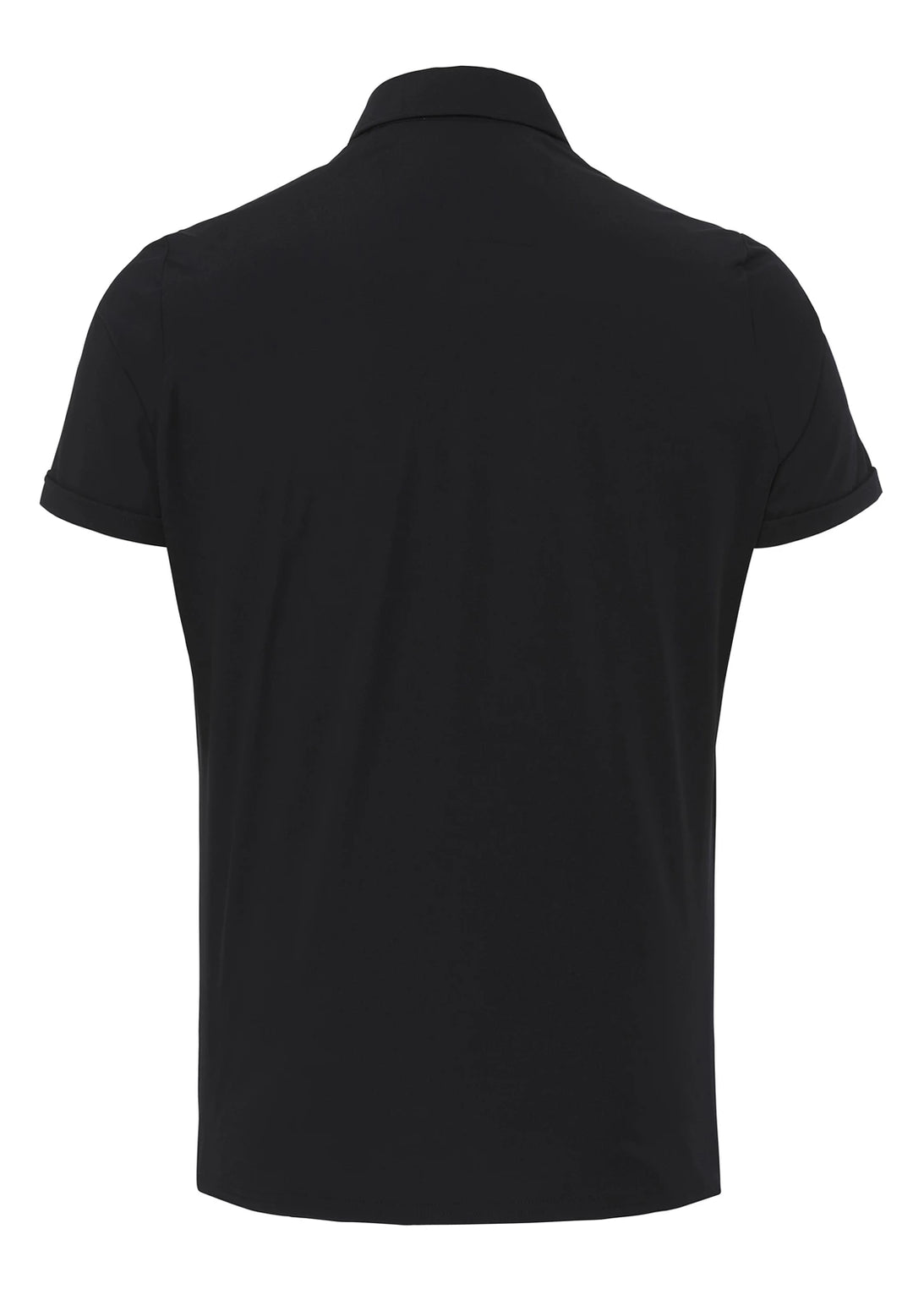 Rückansicht des schwarzen 3394-92930 Funktionspolos mit Slim Fit, 4-Wege-Stretch und atmungsaktivem Material. Perfekt für Komfort und Bewegungsfreiheit.