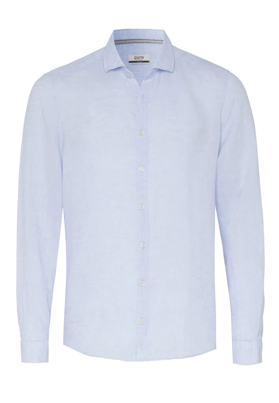 3805-21110 Casual Hemd in Blau, Langarm 100% Leinen, Kent Kragen