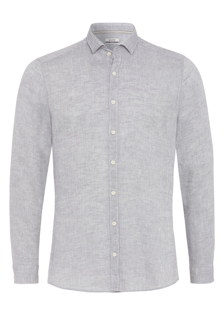 3805-21620 PURE- Casual Herrenhemd Langarm - grau- uni 