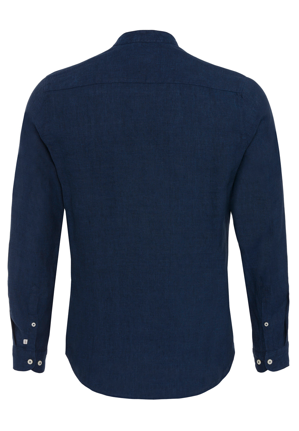 Rückansicht des 3805-21620 PURE Casual Herrenhemds in Blau. Langarm, Stehkragen und aus 100% Leinen für hohen Tragekomfort im Casual Fit.