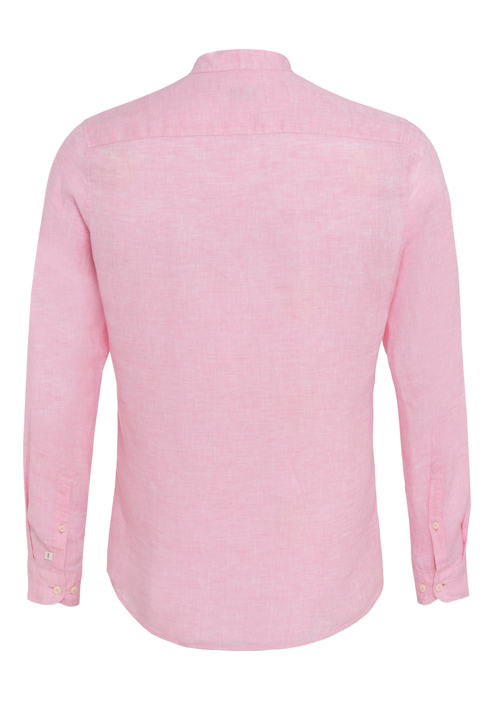 Rückansicht des 3805-21620 PURE Casual Herrenhemds in Rosa, Langarm mit Stehkragen, gefertigt aus 100% Leinen für höchsten Tragekomfort.