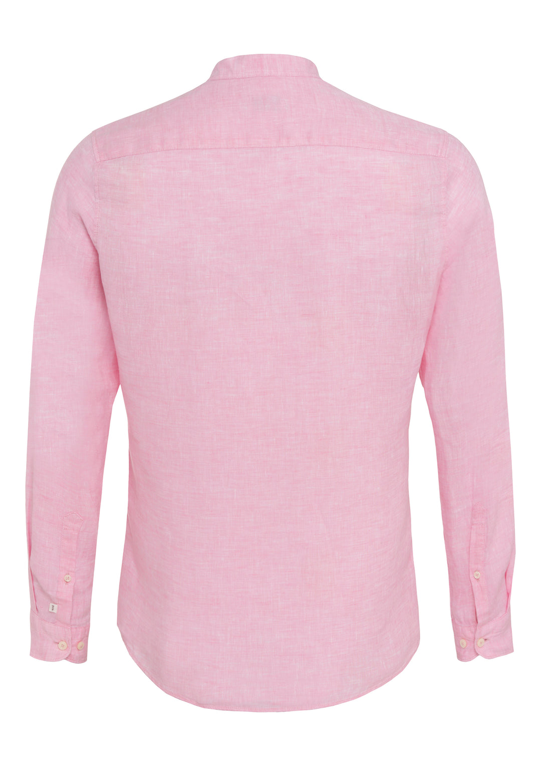 Rückansicht des 3805-21620 PURE Casual Herrenhemds in Rosa, Langarm mit Stehkragen, gefertigt aus 100% Leinen für höchsten Tragekomfort.
