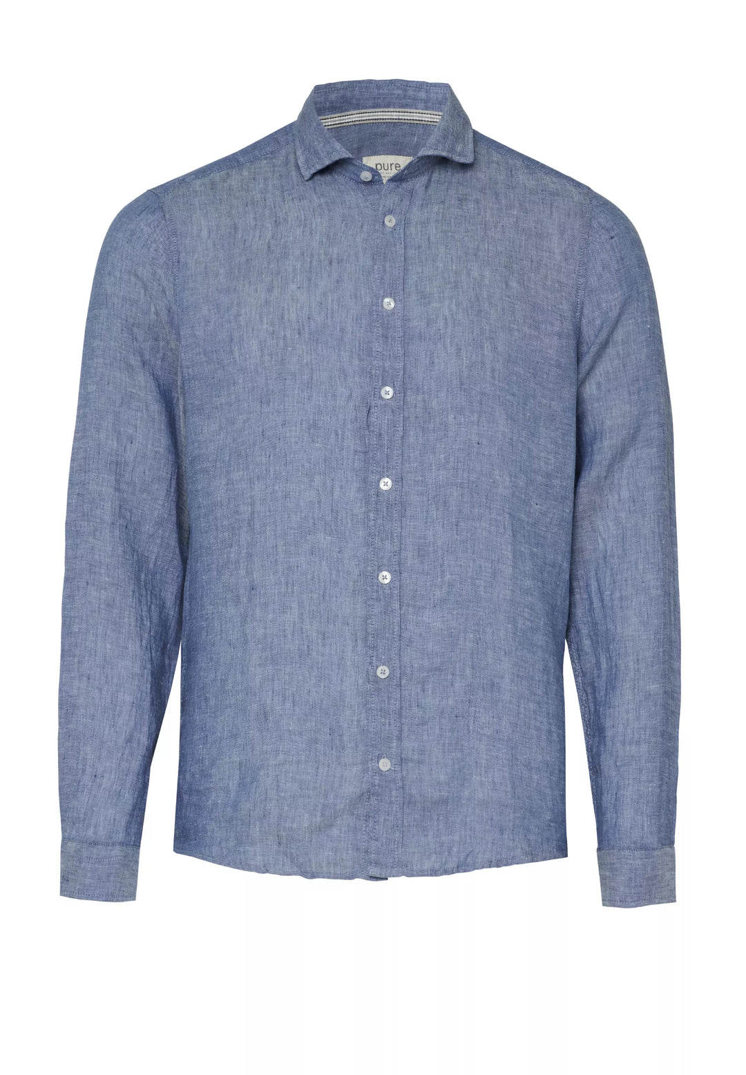 3806-51707 PURE- Casual Hemd Langarm 110 uni mittelblau