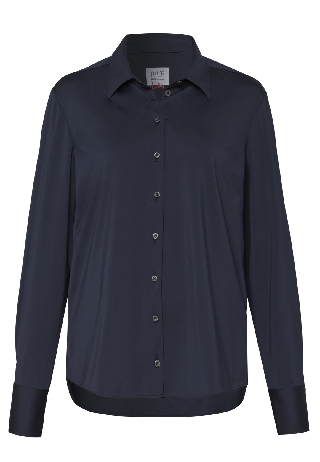Blaue Functional Oversize Bluse mit Kent Kragen in Modern Fit Passform