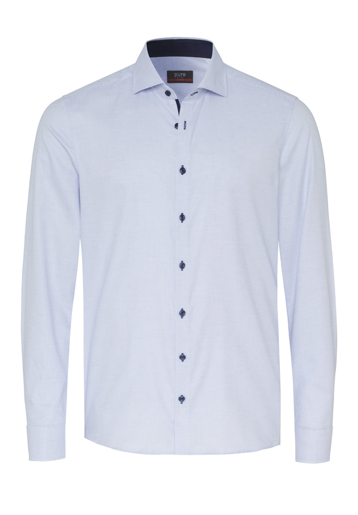 4058-21702 PURE- City Hemd slim fit Langarm 110 uni mittelblau