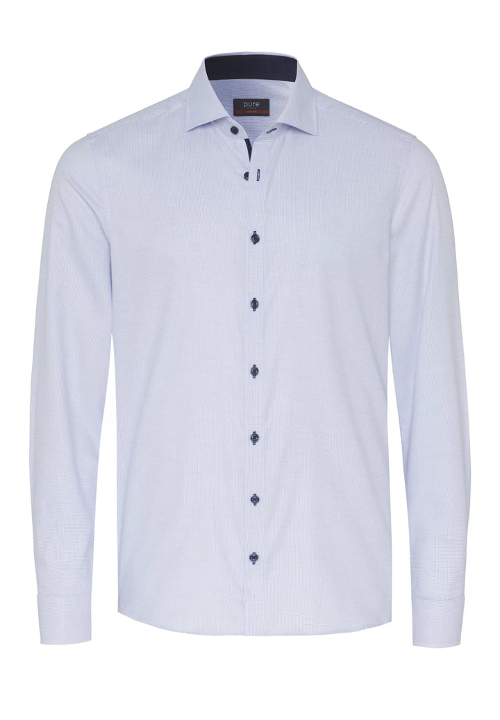 4058-21702 PURE- City Hemd slim fit Langarm 110 uni mittelblau