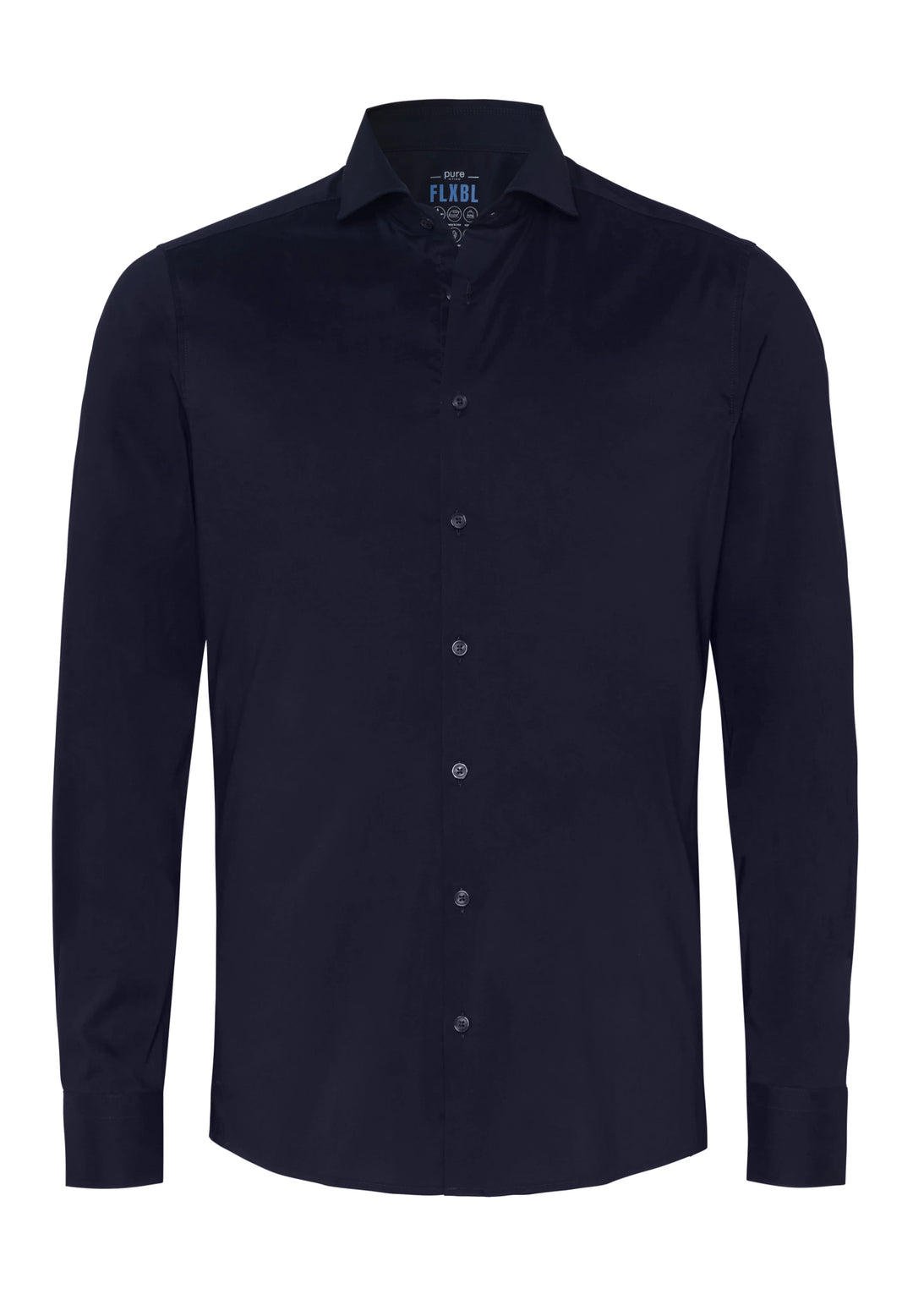 4059-21709 PURE FLXBL Hemd in Blau mit Langarm und Flexible Fit. Klassisches Design mit Knopfleiste und modernem Schnitt.