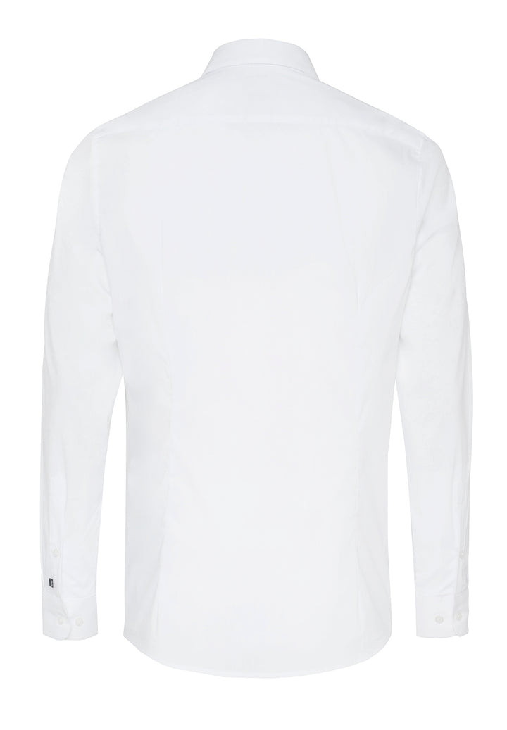 Rückansicht des weißen 4059-21709 PURE FLXBL Hemds. Elegantes Langarmhemd mit Flexible Fit für eine optimale Passform und Bewegungsfreiheit.