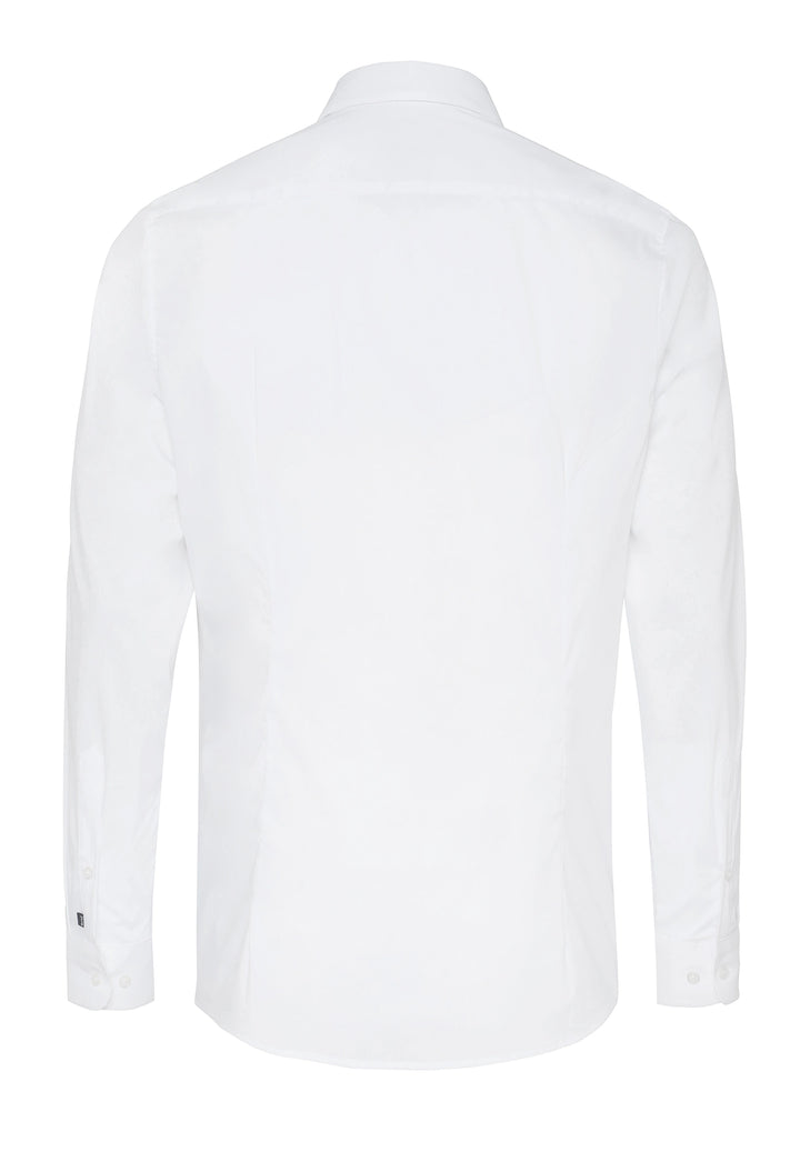 Rückansicht des weißen 4059-21709 PURE FLXBL Hemds. Elegantes Langarmhemd mit Flexible Fit für eine optimale Passform und Bewegungsfreiheit.