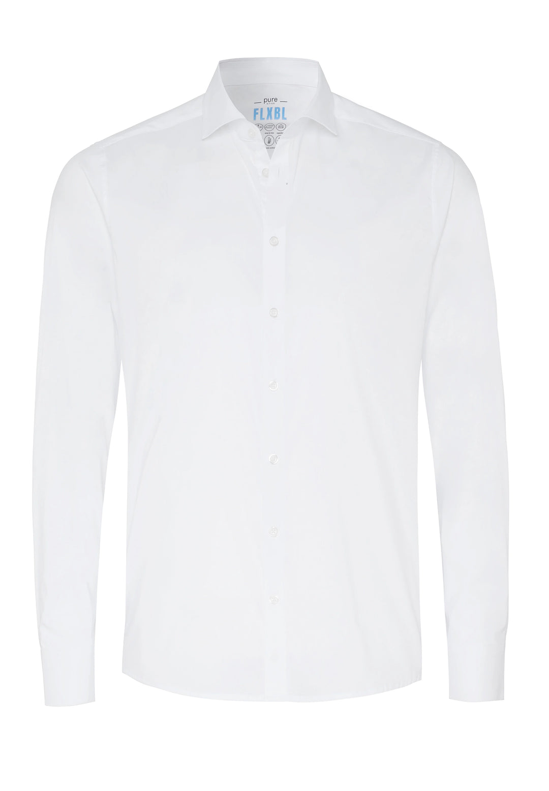 4059-21709 PURE FLXBL Hemd in Weiß, Vorderansicht. Langarm-Businesshemd mit flexiblem Sitz und pflegeleichtem Material für maximalen Komfort.