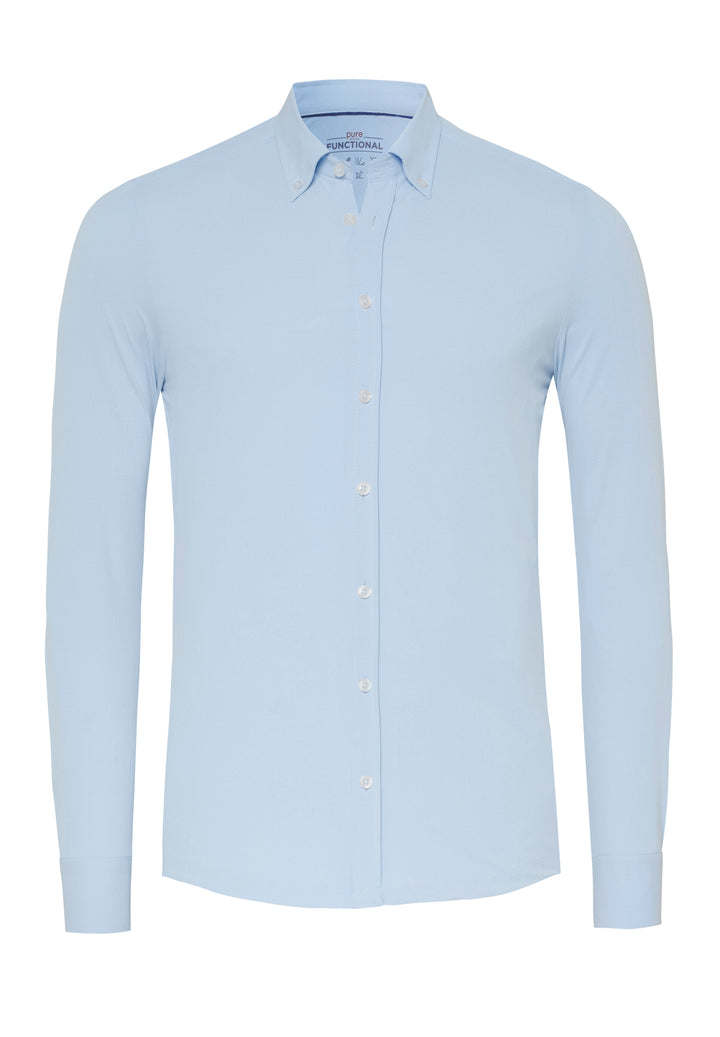 4061-21250 PURE Functional Hemd in Blau mit Langarm und Button-Down-Kragen. Atmungsaktives Herrenhemd mit modernem Schnitt für Business und Alltag.