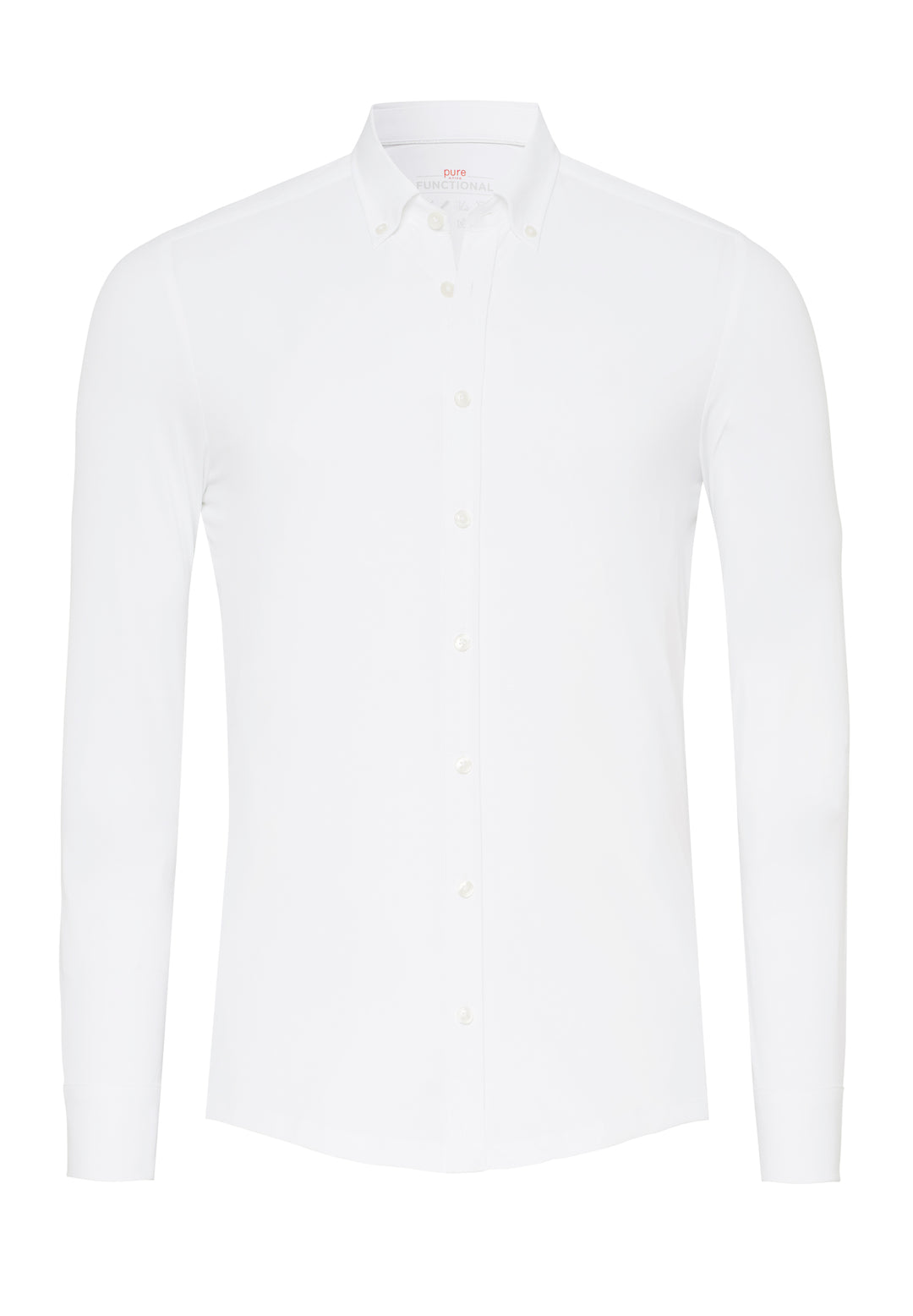 4061-21250 PURE Functional Hemd in Weiß mit Langarm und Button-Down-Kragen. Perfekt für Business-Looks mit modernem, funktionalem Fit.