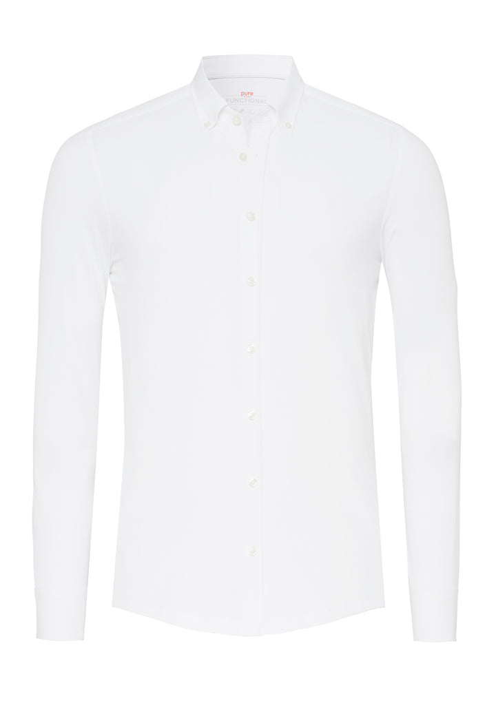 4061-21250 PURE Functional Hemd in Weiß mit Langarm und Button-Down-Kragen. Perfekt für Business-Looks mit modernem, funktionalem Fit.