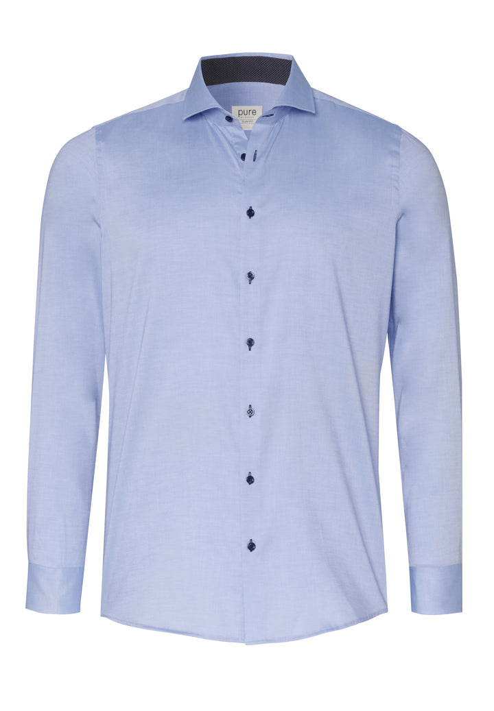 Blaues Business Hemd in Slim Fit mit Hai Kragen