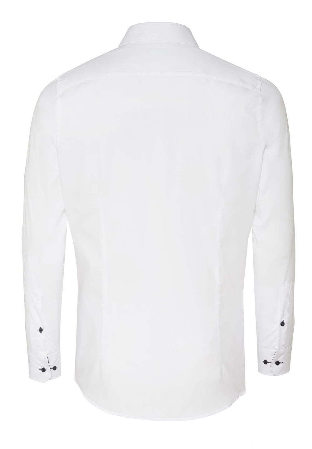 Rückansicht des weissen Business Hemd slim fit mit Hai Kragen