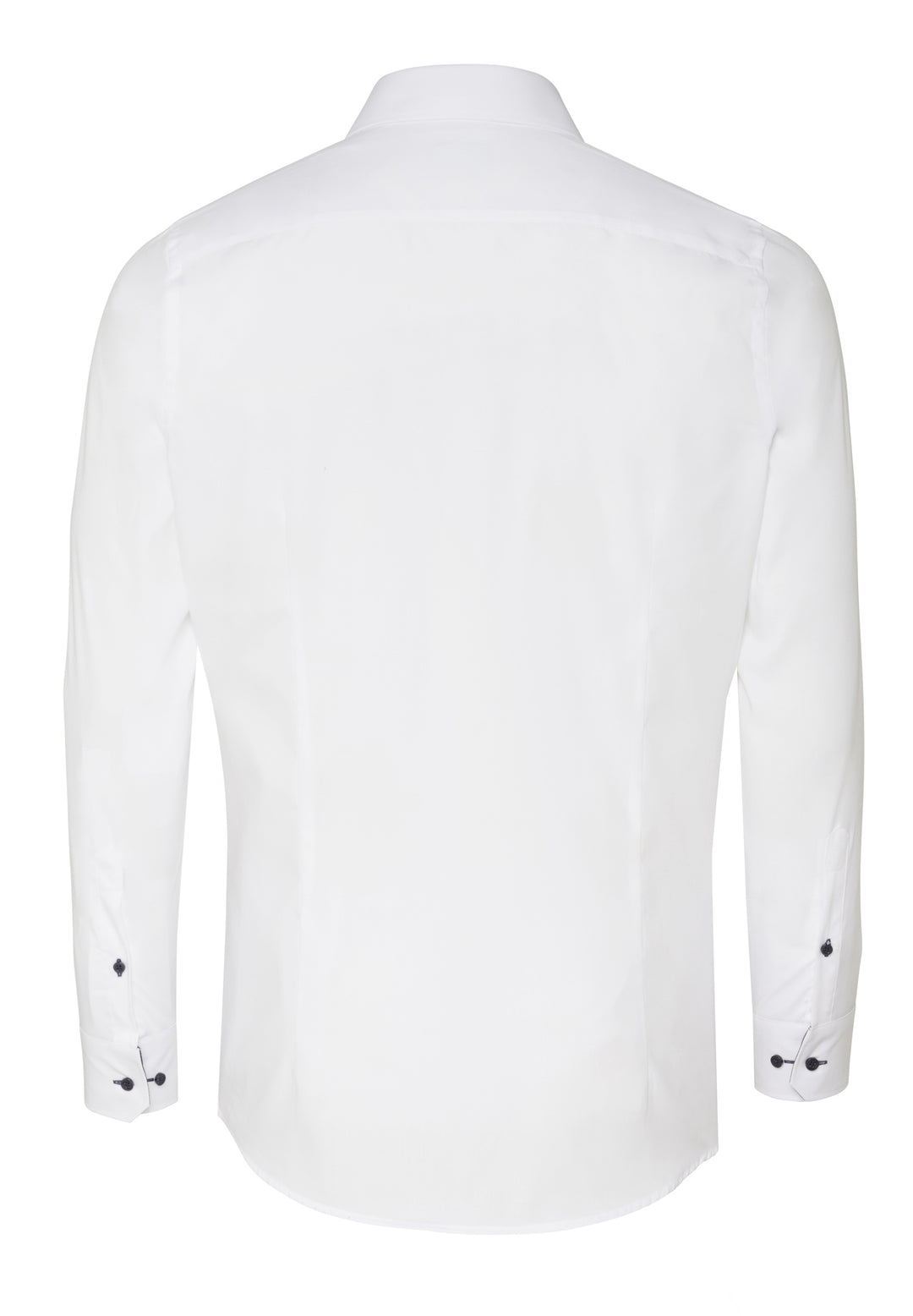 Rückansicht des weissen Business Hemd slim fit mit Hai Kragen