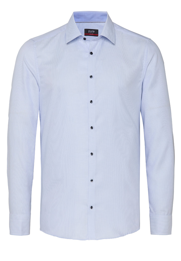 4063-21106 PURE- City Hemd slim fit Langarm 100 uni hellblau