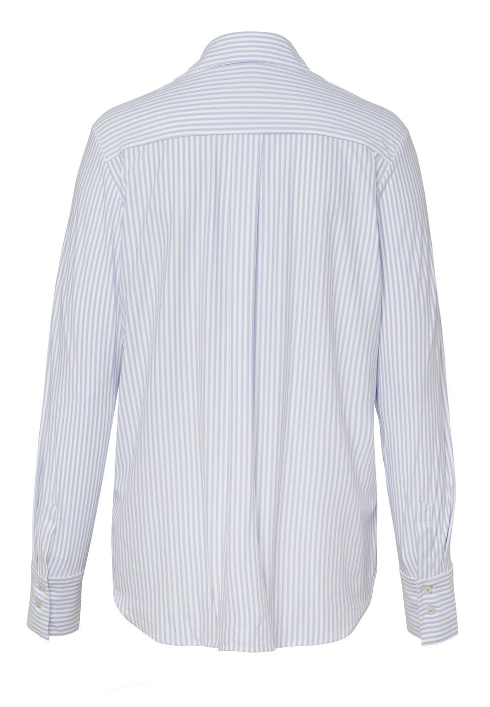 Rückansicht der blau gestreiften Functional Bluse in Modern Fit mit Kent Kragen