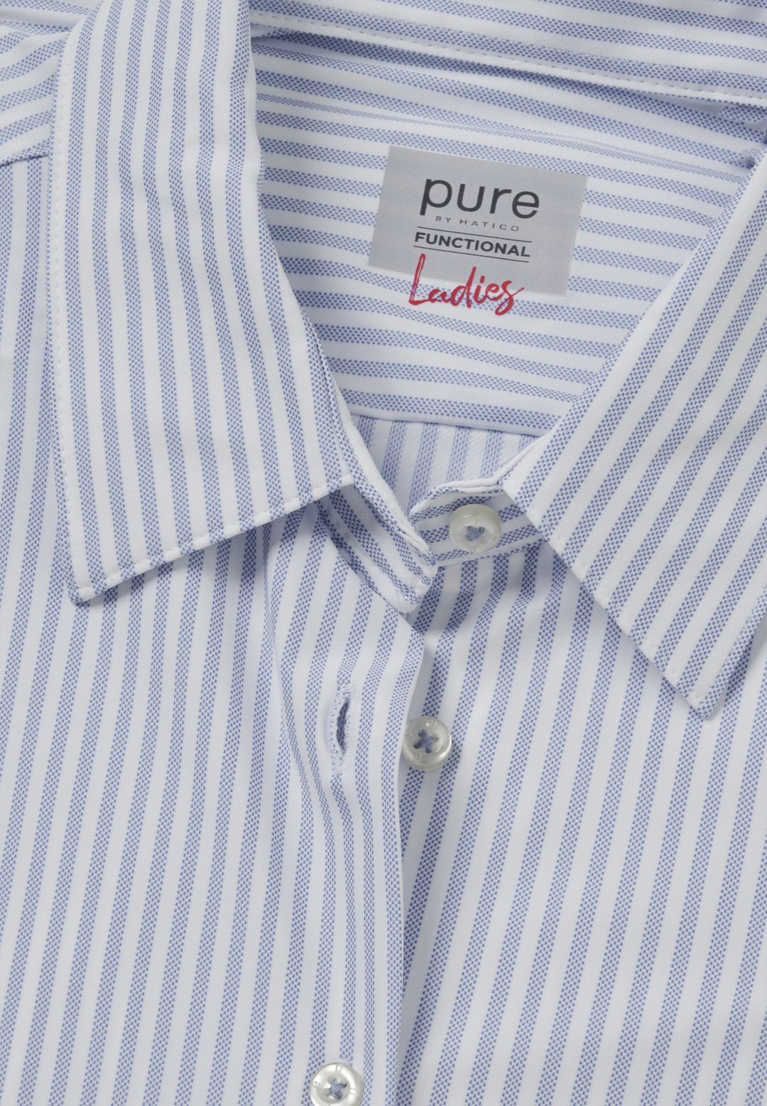 Blaue gestreifte Functional Bluse in Modern Fit mit Kent Kragen und Pure by Hatico Markenetikett
