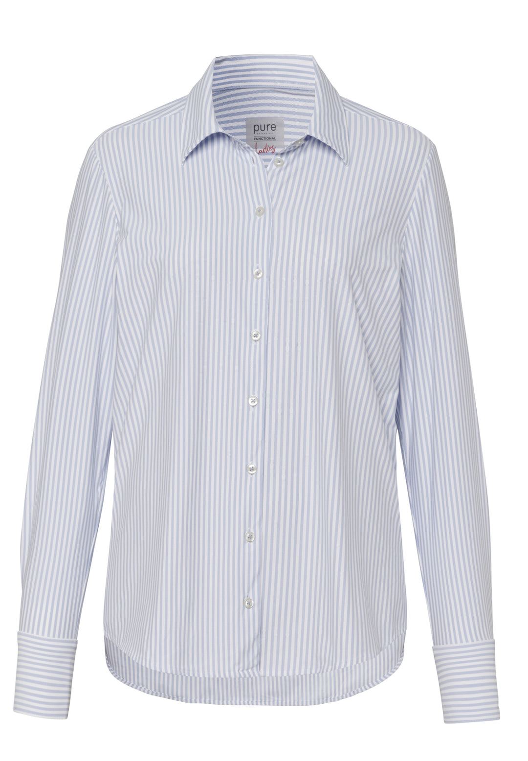 Blaue gestreifte Functional Bluse in Modern Fit mit Kent Kragen