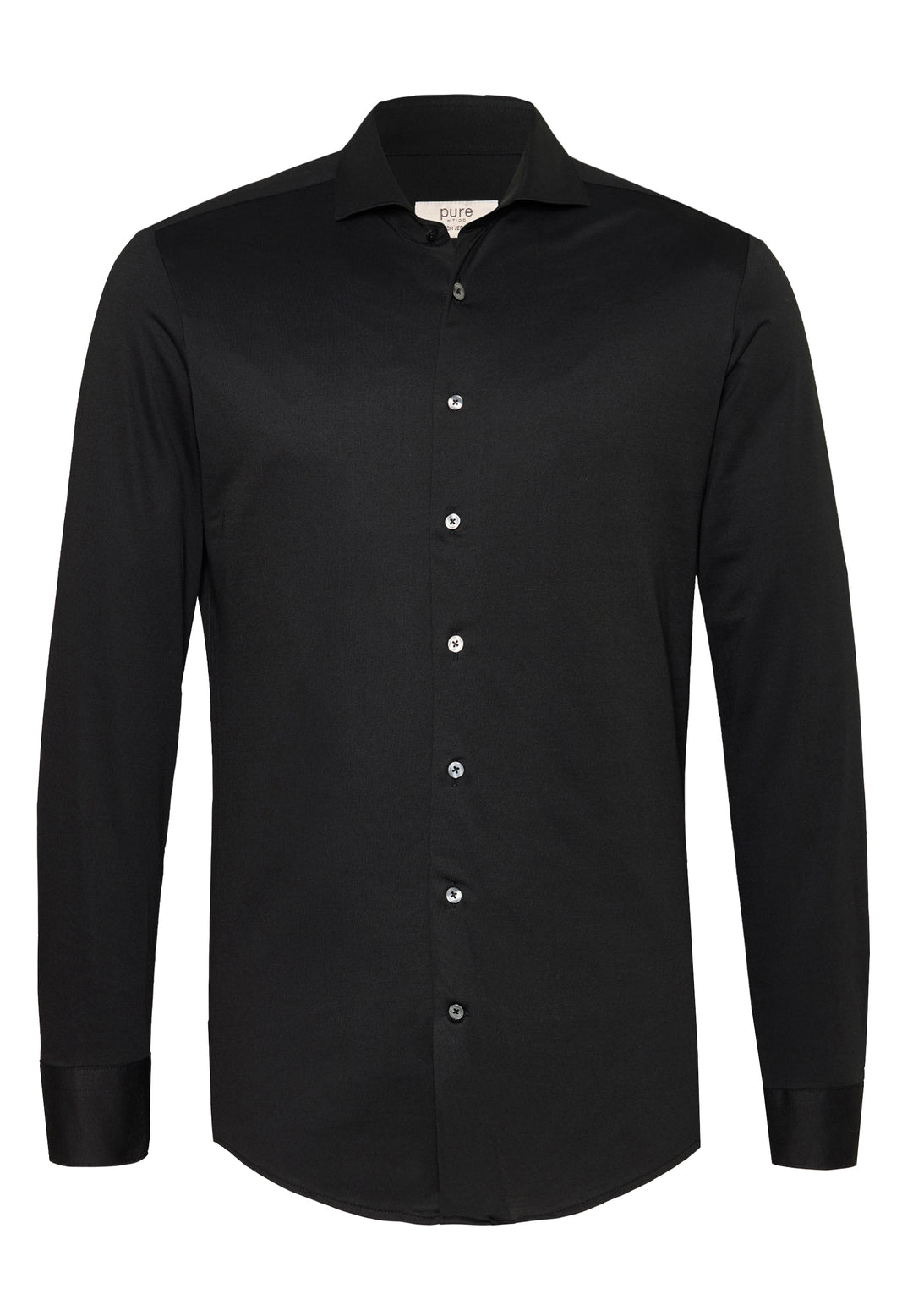 4069-21730 PURE- Tech Jersey Hemd Langarm 007 uni schwarz