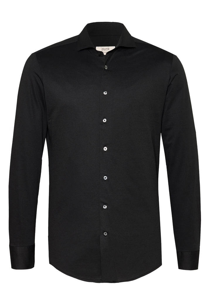 4069-21730 PURE- Tech Jersey Hemd Langarm 007 uni schwarz