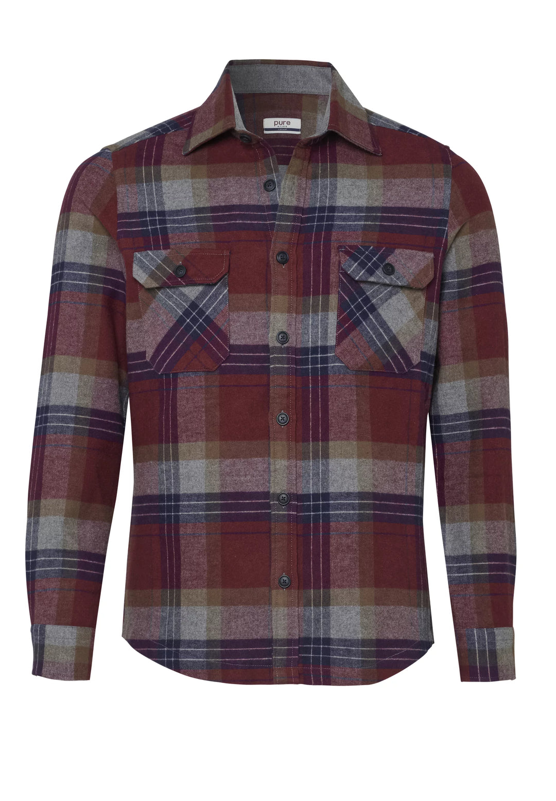 4743-51990 PURE- Casual Overshirt Langarm 357 karo bordeaux