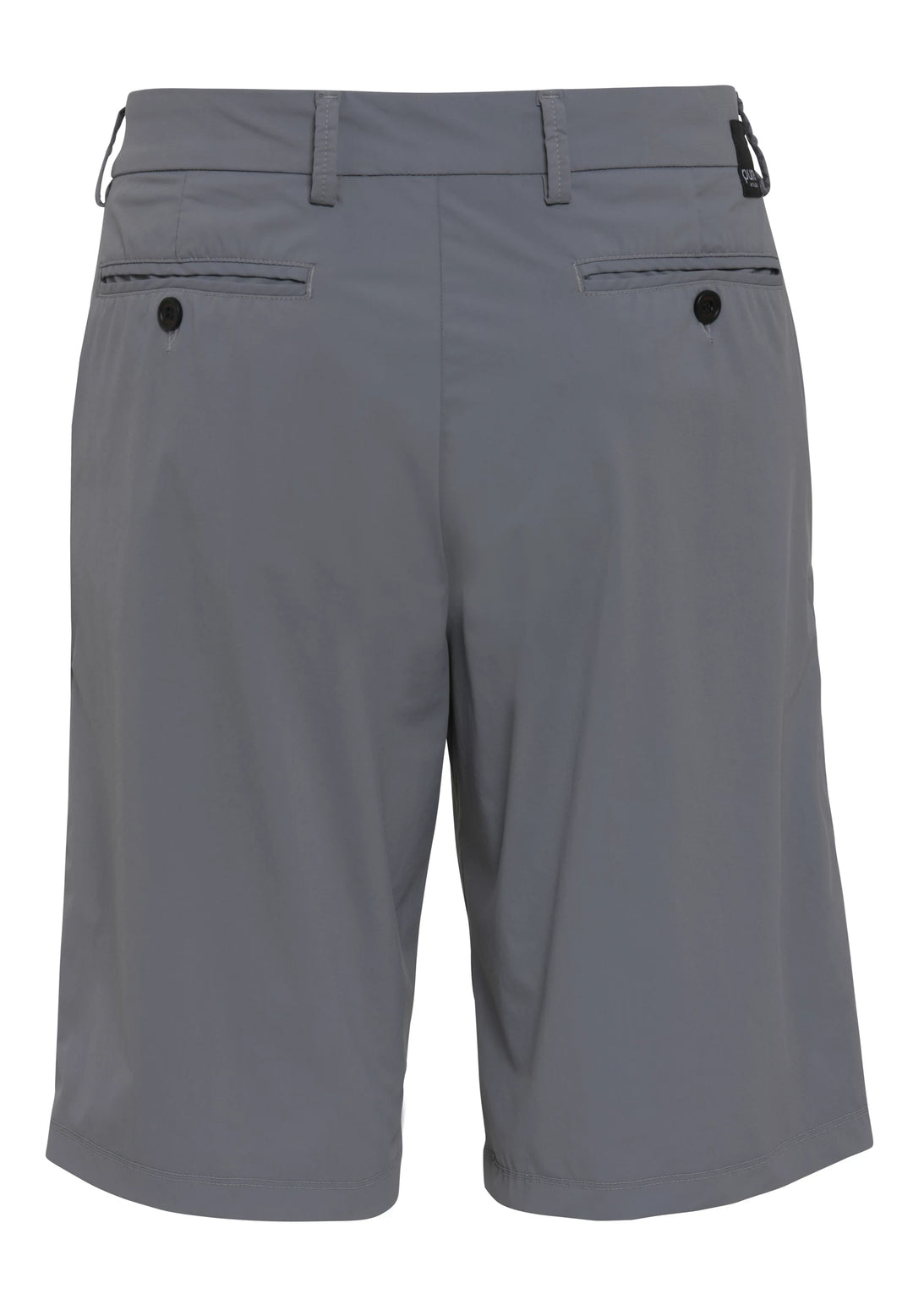 Rückansicht der grauen 4798-92975 PURE Functional Bermuda. Zwei Gesäßtaschen mit Knopfverschluss und dezente Details für einen eleganten Look.