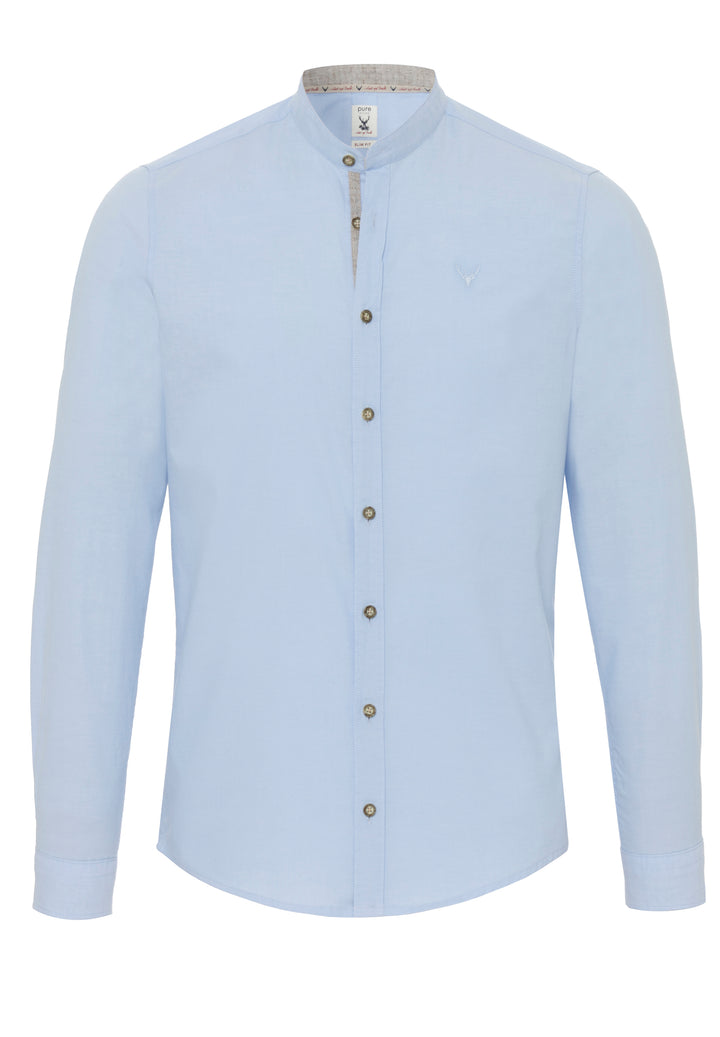 5010-21601 PURE Tracht Hemd slim fit Langarm 100 uni hellblau