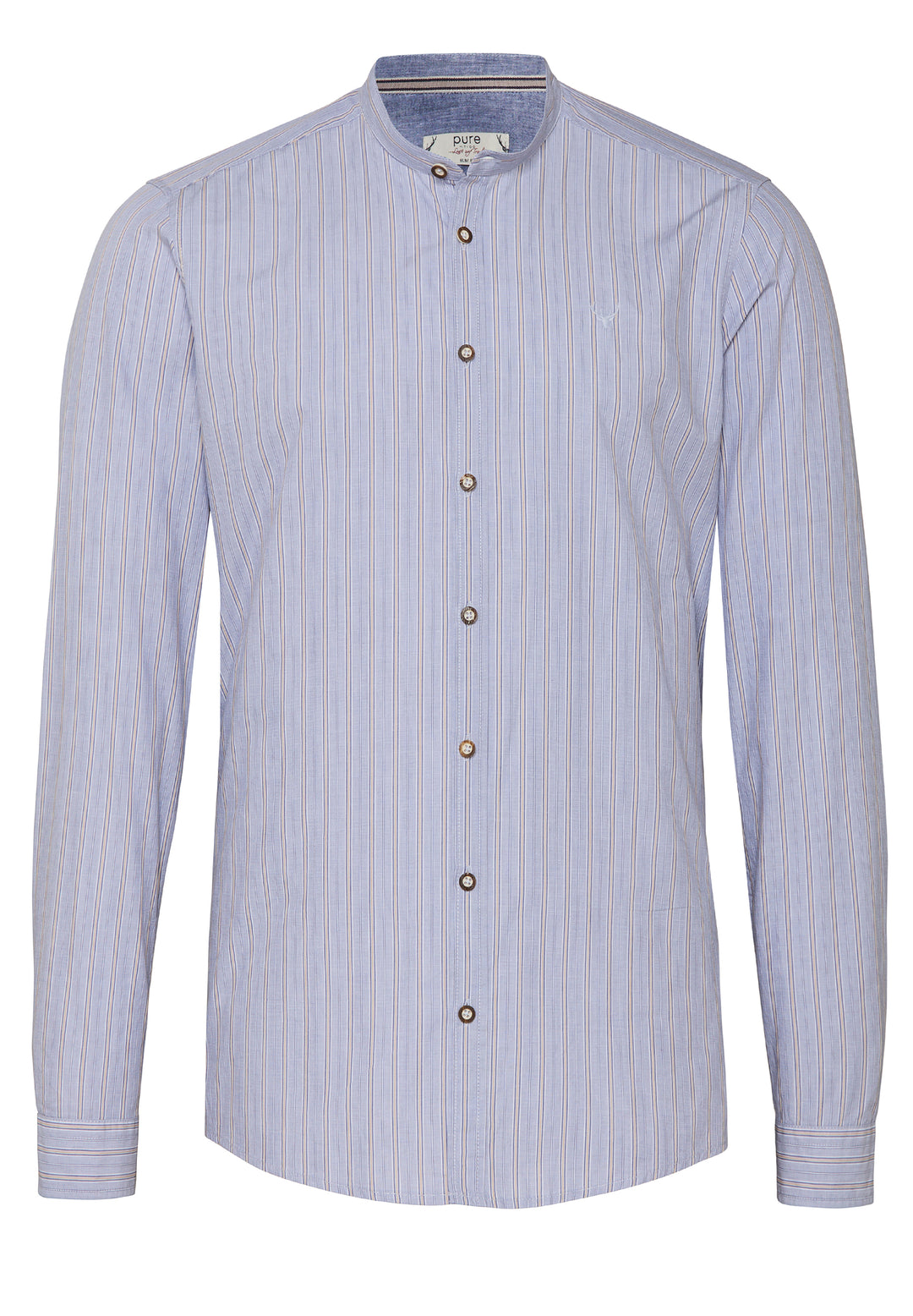 5022-21696 PURE Tracht Hemd slim fit Langarm 163 streifen mittelblau