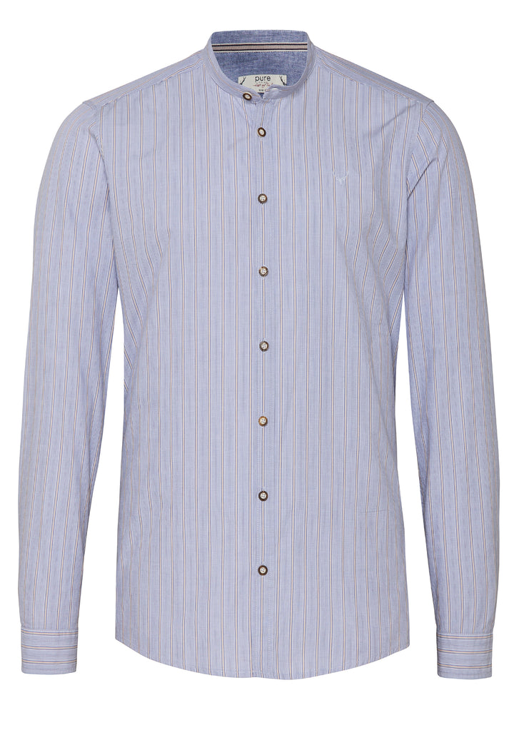 5022-21696 PURE Tracht Hemd slim fit Langarm 163 streifen mittelblau