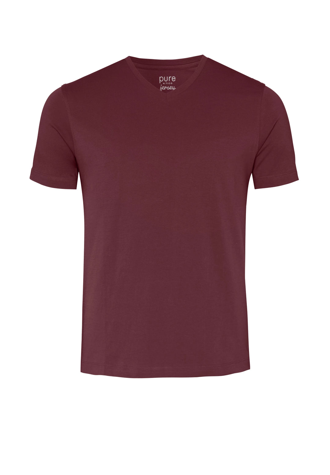 6001-92977 Pure T-Shirt V-Neck slim fit Halbarm 330 uni bordeaux