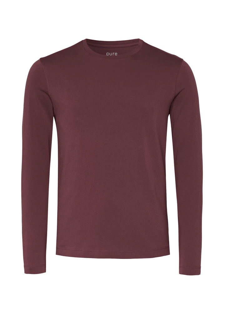 6002-91970 Pure Shirt Rundhals slim fit Langarm 330 uni bordeaux