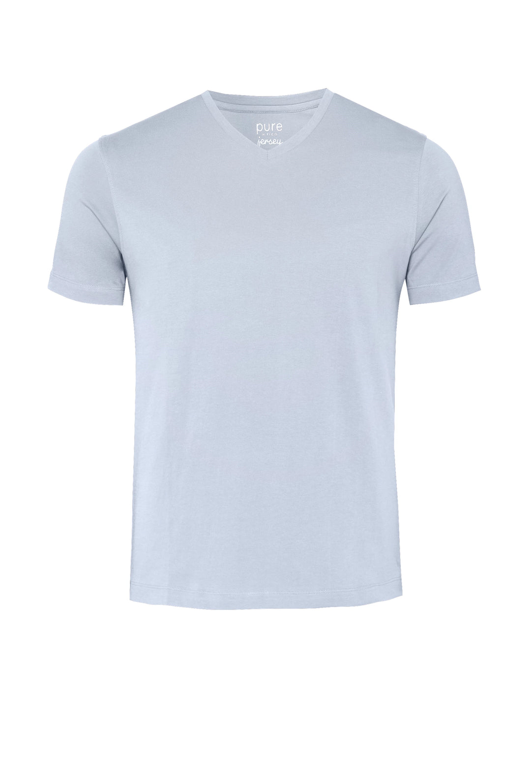 6006-92977 Pure T-Shirt V-Neck slim fit Halbarm 100 uni hellblau