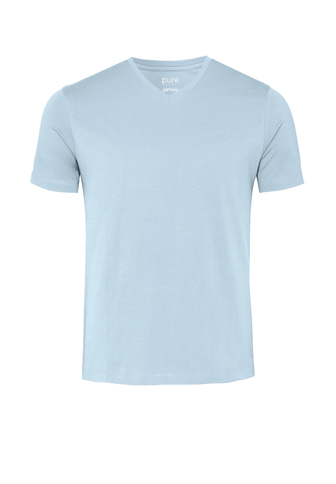 6006-92977 Pure T-Shirt V-Neck slim fit Halbarm 102 uni hellblau