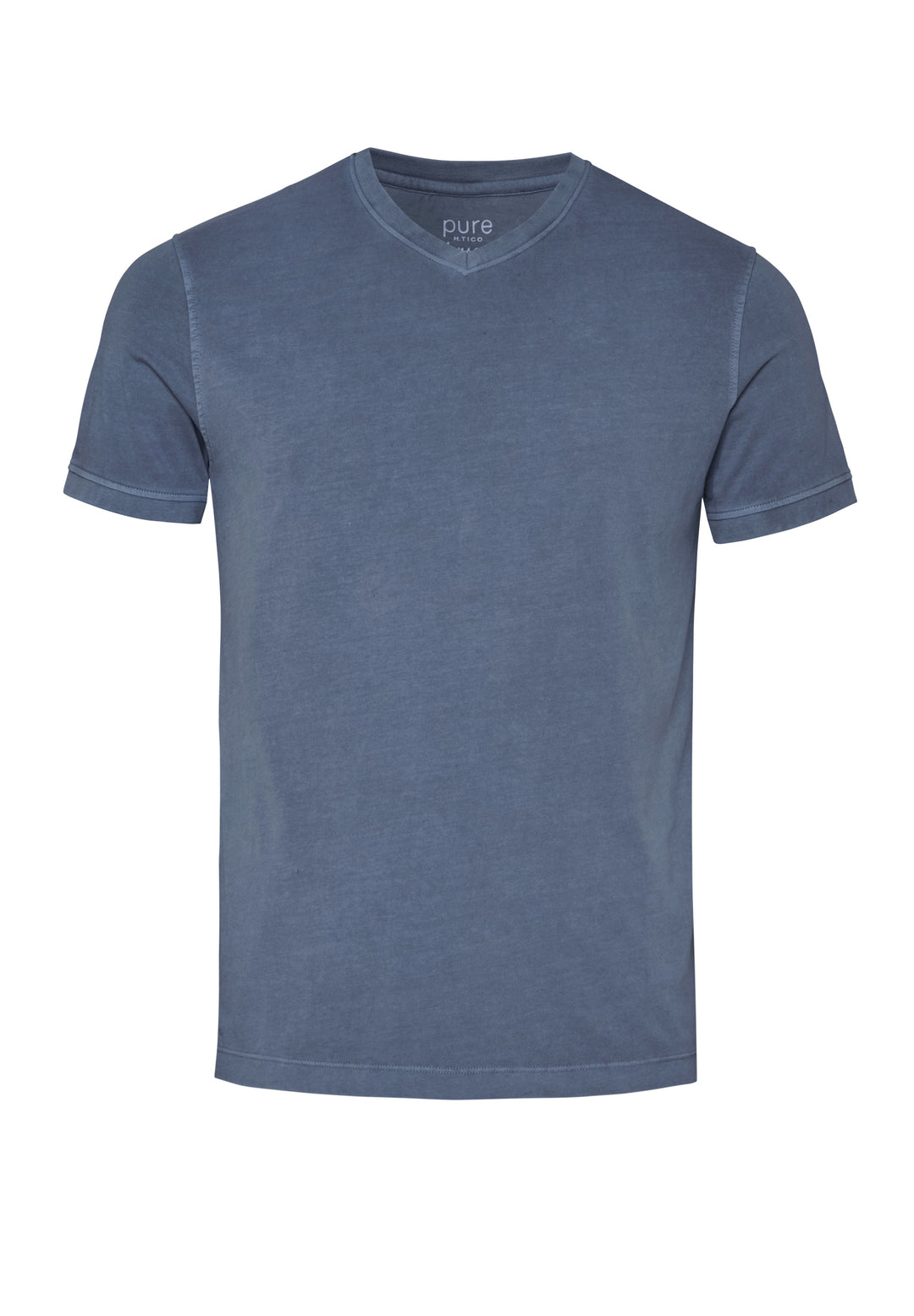 6006-92977 Pure T-Shirt V-Neck slim fit Halbarm 110 uni mittelblau