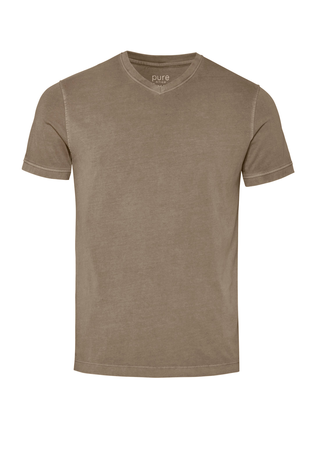 Beiges T-Shirt mit V-Neck in Slim Fit Passform