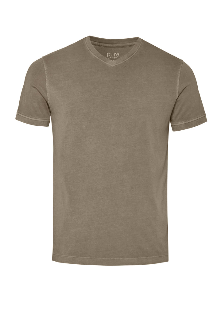 6006-92977 Pure T-Shirt V-Neck slim fit Halbarm 210 uni beige