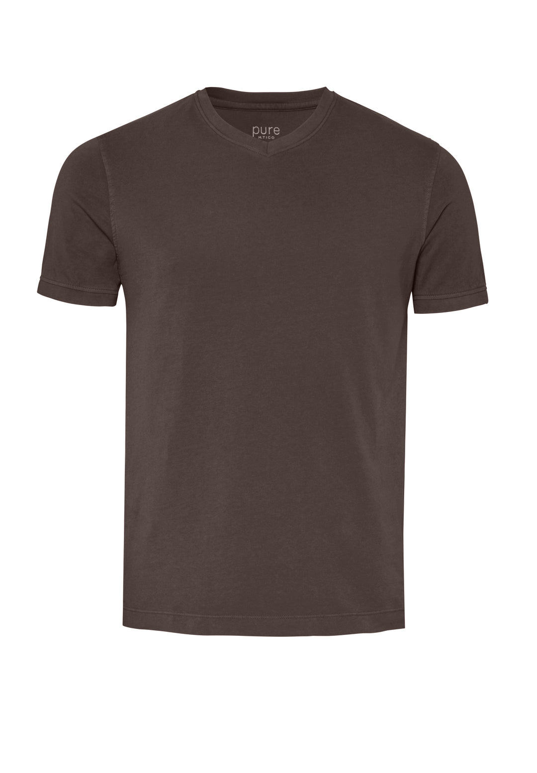 Braunes T-Shirt mit V-Neck in Slim Fit Passform